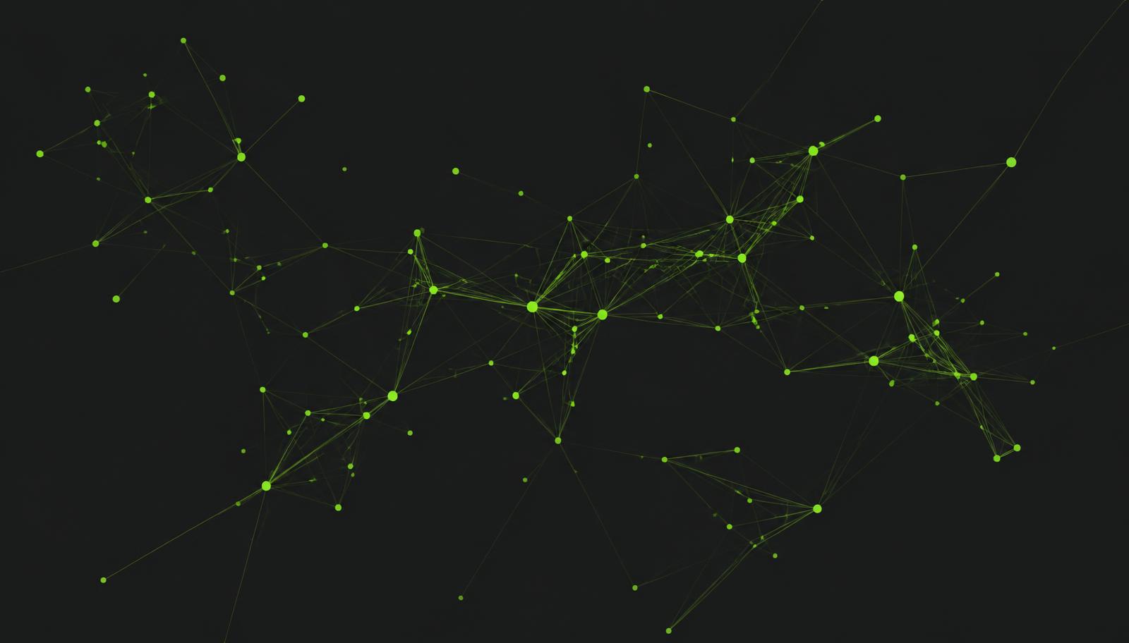 Abstract lime network graph representing connected systems